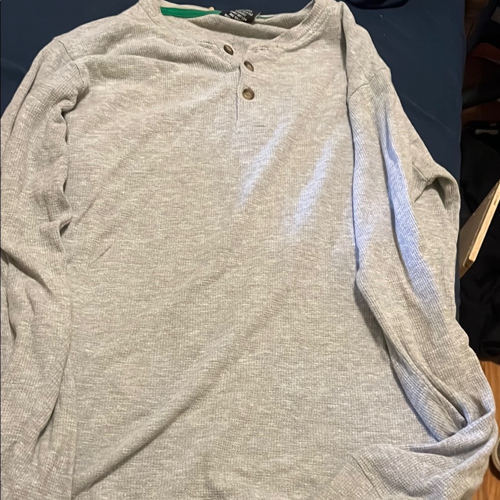 Gray Long Sleeve Henley Shirt